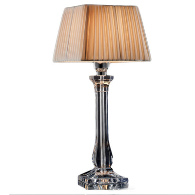 Abat-jour classica Illuminando SOFIA LU G LED lampada tavolo acrilico trasparente paralume plissettato quadrato tessuto E27