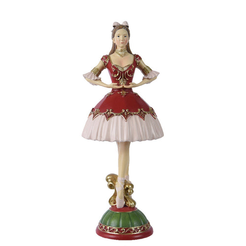 Statuetta decorativa Ballerina decorazione natalizia in resina da 30.7 cm