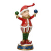 Statuetta decorativa elfo giocoliere decorazione natalizia in resina da 28 cm