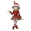 Statuetta decorativa elfo bambina seduta decorazione natalizia in resina da 58 cm