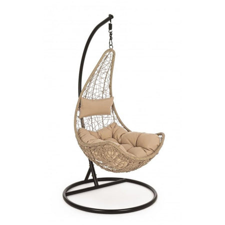 Poltrona a dondolo sospesa "Amirantes" per giardino e veranda in rattan con cuscino