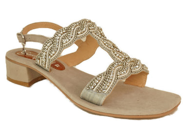 Gardini sandalo grey Moira con perle e pietre GS441
