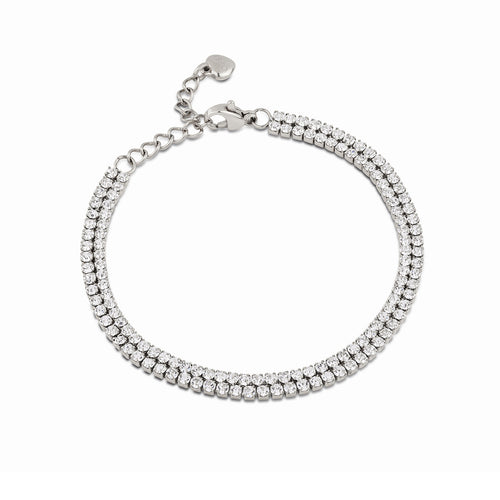 Ops Objects - bracciale tennis doppio con pietre bianche GLIMMER