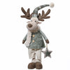 Statuetta pupazzo Renna con pelliccia e stella in poliestere decorazione da 82 cm
