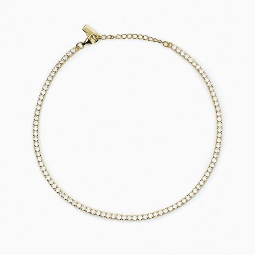 MABINA  - Cavigliera in argento placcato oro con zirconi bianchi MINI TENNIS