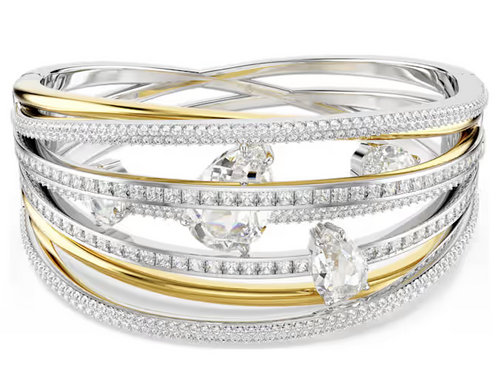 SWAROVSKI - Bracciale rigido Hyperbola Taglio misto, Bianco, Mix di finiture