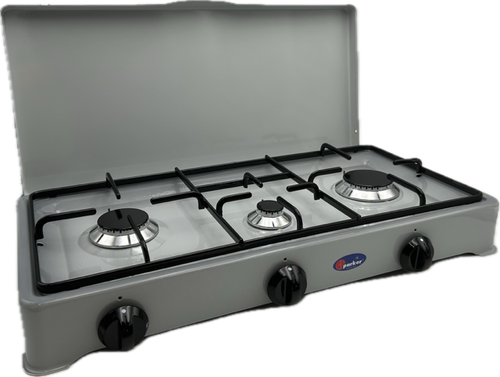 CFParker Fornello 3 Fuochi a Gas Gpl / Metano con Valvola di Sicurezza Sfumato Grigio- 5328SFGGPS