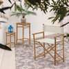 Sedia regista in Bamboo e tessuto bianco Joyce da giardino e piscina