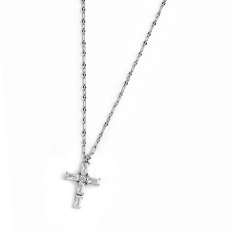 Marlù   Collana croce pendente con cristalli baguette