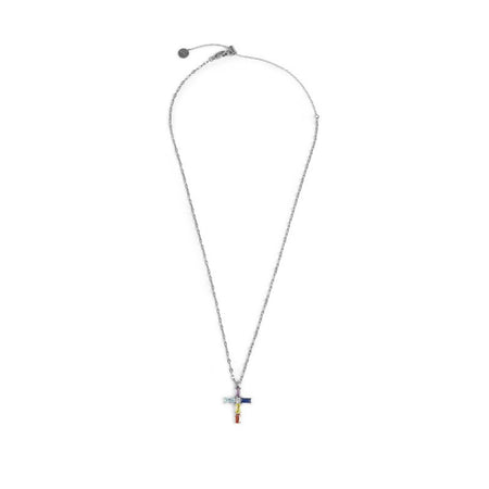 Marlù   Collana croce pendente con cristalli baguette