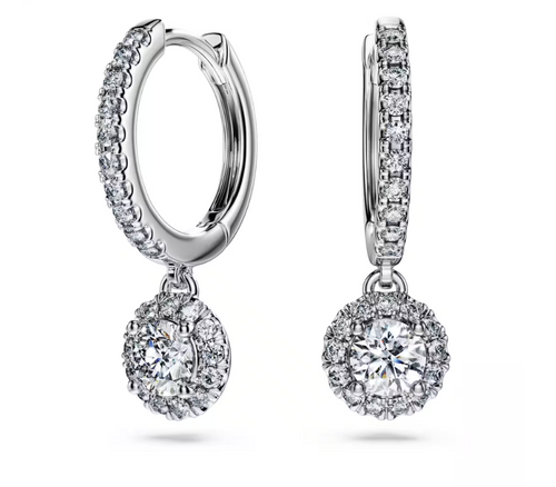 SWAROVSKI - Orecchini pendenti Eternity Taglio Round, Oro bianco