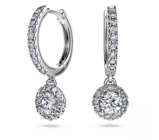 SWAROVSKI - Orecchini pendenti Eternity Taglio Round, Oro bianco