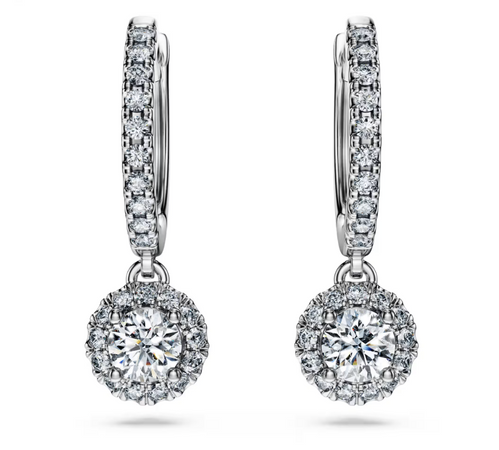 SWAROVSKI - Orecchini pendenti Eternity Taglio Round, Oro bianco