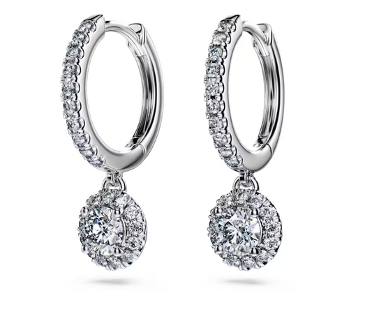 SWAROVSKI - Orecchini pendenti Eternity Taglio Round, Oro bianco