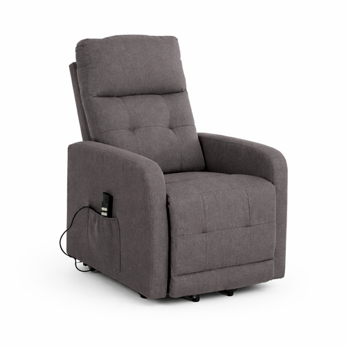 Poltrona Cygnus con recliner elettrico doppio motore e rivestimento in tessuto per interno