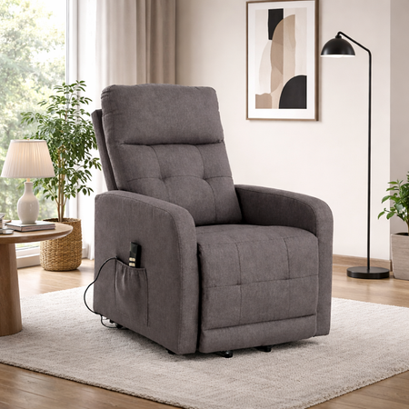 Poltrona "Cygnus" con recliner elettrico doppio motore e rivestimento in tessuto per interno