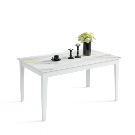 Tavolo "Capella" con gambe in ferro, piano in ceramica e allunghe in MDF 160/400 x 90 x h 75 cm