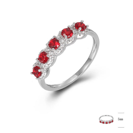 Evideence - EVIDEENCE ANELLO ARGENTO 925 RODIO ZIRCONI BIANCHI E RUBINO