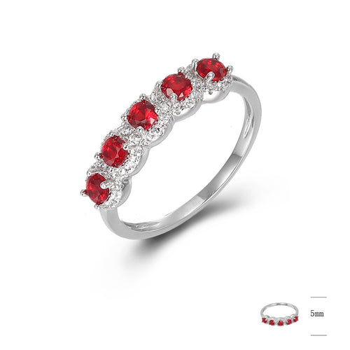 Evideence - EVIDEENCE ANELLO ARGENTO 925 RODIO ZIRCONI BIANCHI E RUBINO