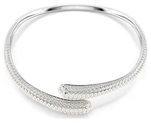 SWAROVSKI - Collana Sublima Crystal Pearl, Taglio Round, Bianca, Placcato rodio