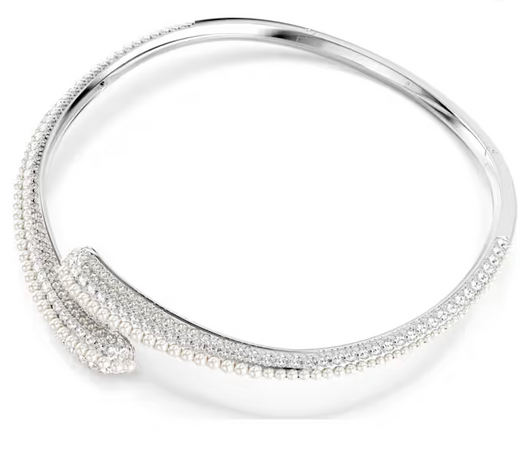 SWAROVSKI - Collana Sublima Crystal Pearl, Taglio Round, Bianca, Placcato rodio