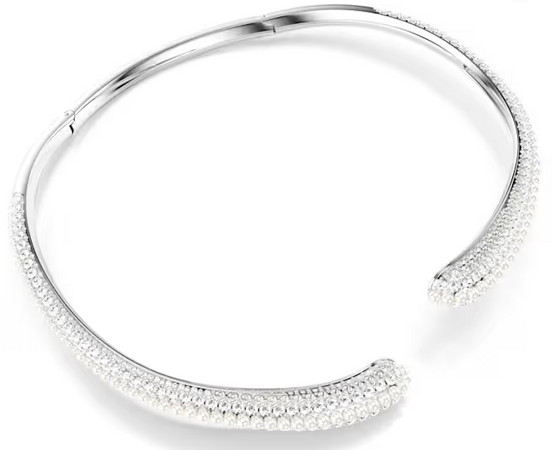 SWAROVSKI - Collana Sublima Crystal Pearl, Taglio Round, Bianca, Placcato rodio