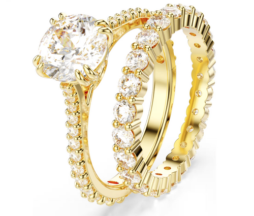 SWAROVSKI - Anello Stilla Taglio Round, Bianco, Placcato color oro