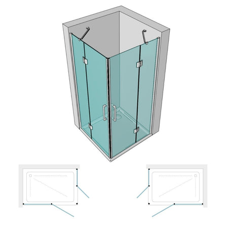 Cabina doccia Angolare Giglio 2 Ante Cristallo 8 mm Trasparente 70x120x195h