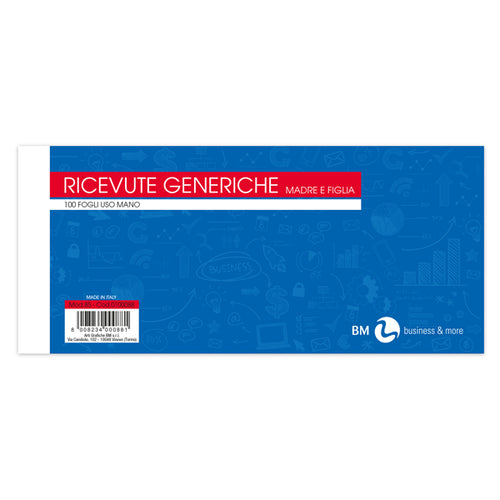 Blocco Ricevute Generiche Madre/Figlia 100Fogli 10X22Cm Art85 Bm