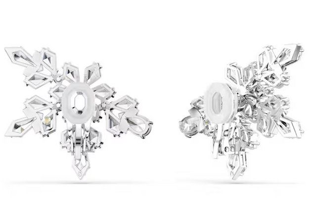 SWAROVSKI - Orecchini a clip Idyllia Taglio misto, Mezzo fiocco di neve, Bianchi, Placcato rodio