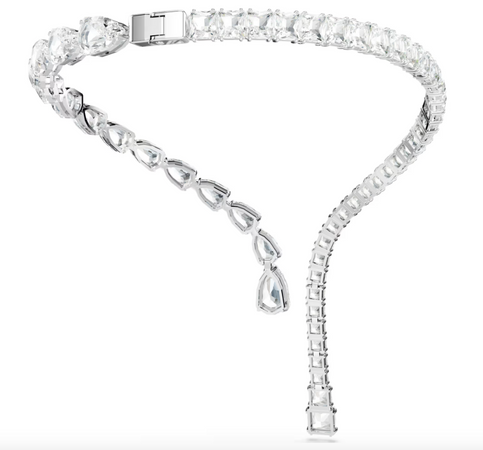 SWAROVSKI - Collana aperta Matrix Taglio misto, Bianca, Placcato rodio