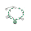BySimon  -  Bracciale in Metallo multifilo con campanella e pietre verdi