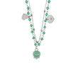 BYSIMON -  Collana in Metallo multifilo con campanella e pietre verde marino