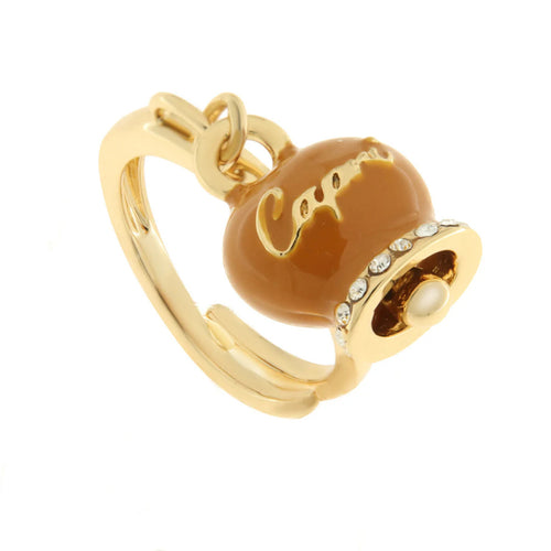 BYSIMON  -  Anello in Metallo con campanella arancione scritta capri