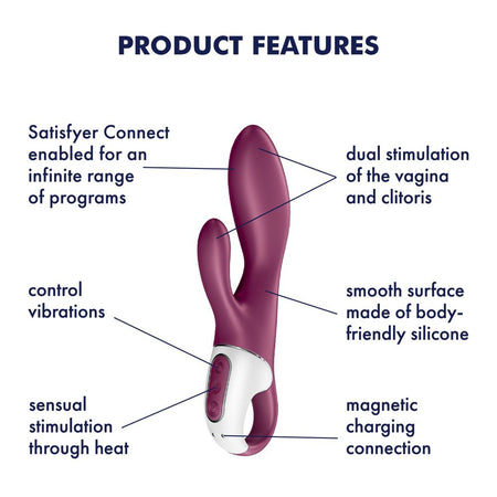 SATISFYER HEATED AFFAIR VIBRATORE FEMMINILE RABBIT IN SILICONE CON APP SMARTPHONE