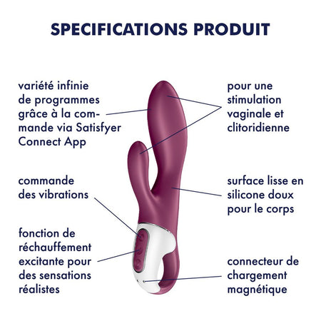 SATISFYER HEATED AFFAIR VIBRATORE FEMMINILE RABBIT IN SILICONE CON APP SMARTPHONE