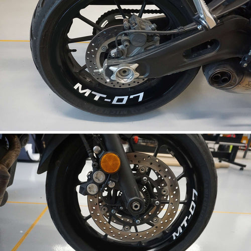 Scritte Adesive per interno Cerchi Ruote Moto compatibili con Yamaha MT-07