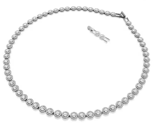 SWAROVSKI - Collana Una Angelic Taglio Round, Lunga, Bianca, Placcato rutenio