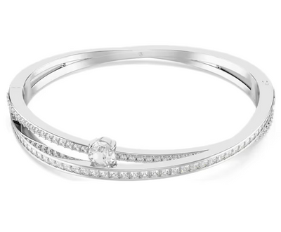 SWAROVSKI - Bracciale rigido Hyperbola Taglio misto, Bianco, Placcato rodio