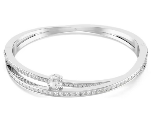 SWAROVSKI - Bracciale rigido Hyperbola Taglio misto, Bianco, Placcato rodio