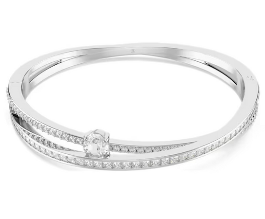 SWAROVSKI - Bracciale rigido Hyperbola Taglio misto, Bianco, Placcato rodio