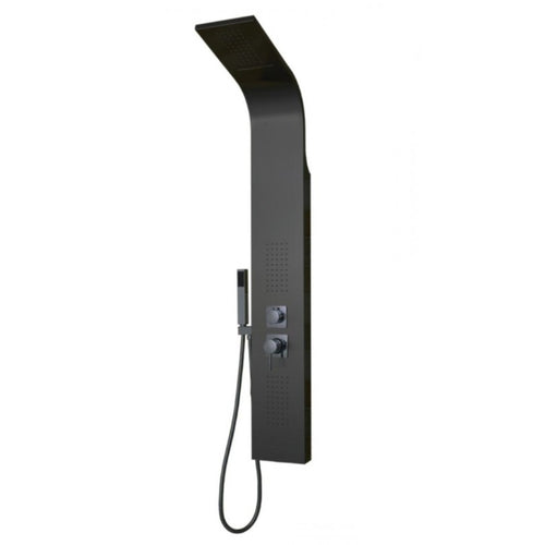 Colonna Doccia Attrezzata Flower in Acciaio Nero Opaco Con Cascata H140xL20xP44