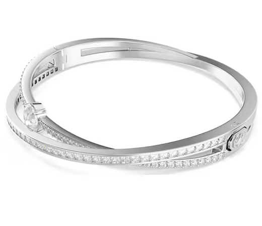 SWAROVSKI - Bracciale rigido Hyperbola Taglio misto, Bianco, Placcato rodio