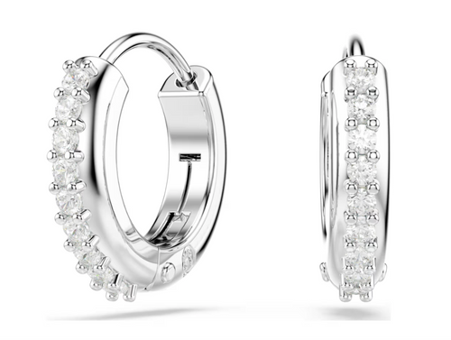 SWAROVSKI - Orecchini a cerchio Matrix Taglio Round, Bianchi, Placcato rodio