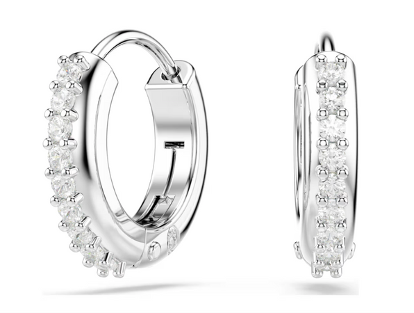 SWAROVSKI - Orecchini a cerchio Matrix Taglio Round, Bianchi, Placcato rodio