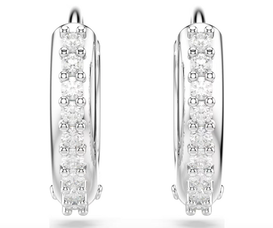 SWAROVSKI - Orecchini a cerchio Matrix Taglio Round, Bianchi, Placcato rodio