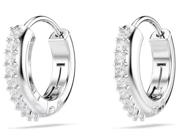 SWAROVSKI - Orecchini a cerchio Matrix Taglio Round, Bianchi, Placcato rodio