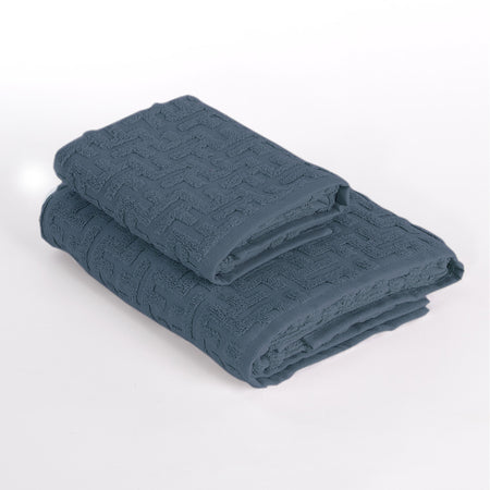 Via roma 60 Asciugamani coppia spugna 1+1  trendy  blu SS0206