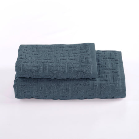Via roma 60 Asciugamani coppia spugna 1+1  trendy  blu SS0206
