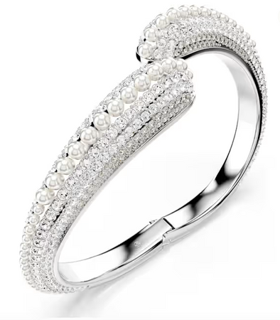 SWAROVSKI - Bracciale rigido Sublima Crystal Pearl, Taglio Round, Bianco, Placcato rodio